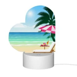 Love Acrylic Night Light, A Beach Scene With A Pink And White Umbrella -Cute Night Light Shop bf5491886470278695ff618f585dfbb4b43965d7