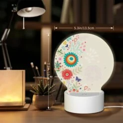 Round Acrylic Night Light, A Colorful Floral Design With Hearts And Butterflies. -Cute Night Light Shop bfe3cadcfd3e417316b6196994a422bf29f696f5