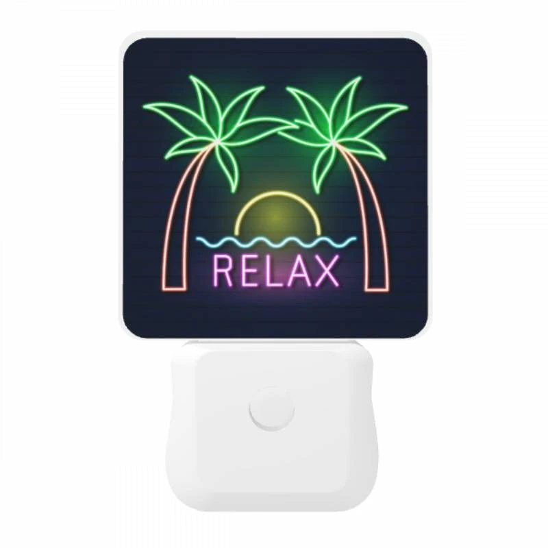 Night Light, A neon sign that says "Relax" with palm trees in the background. Night Light, A Neon Sign That Says "Relax" With Palm Trees In The Background. -Cute Night Light Shop bffedab473ee9fecda35c2fbdf80a975d968f78f