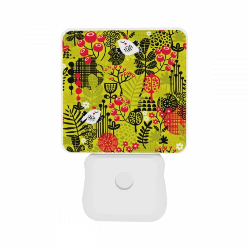 Night Light Set of 2, A colorful floral pattern with a bird and a frog. Night Light Set Of 2, A Colorful Floral Pattern With A Bird And A Frog. -Cute Night Light Shop c1e84bd0cec94d52b6413f167f4b3ca02241d439
