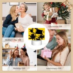 Rectangular Acrylic Night Light, A Black And White Image Of A Bird Flying In Front Of A Yellow Flag. -Cute Night Light Shop c213e3d85293e5e01afb4e0747487efcba39e772