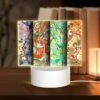 Rectangular Acrylic Night Light, Four Different Colored Designs Of Flowers Are Displayed On A Wall. -Cute Night Light Shop c271c158914c11a055b03bcc8ca127ded7957c04