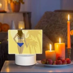 Rectangular Acrylic Night Light, A Woman In A Blue Bikini Is Holding A Glass Of Wine. -Cute Night Light Shop c3183b8d2ce20d0d007a6bd28375fc3acd1181b3