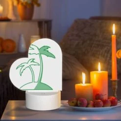 Love Acrylic Night Light, A Green Palm Tree With Two Trunks. -Cute Night Light Shop c320426c2741c71864454641a93ba0b44ac8ad01