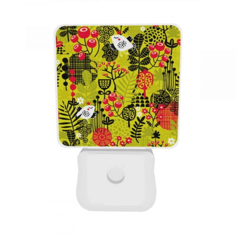 Night Light Set of 2, A colorful floral pattern with a bird and a frog. Night Light Set Of 2, A Colorful Floral Pattern With A Bird And A Frog. -Cute Night Light Shop c3240b0e877773847f255e56a49295d4b2111e97