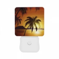 Night Light Set Of 2, A Sunset With Palm Trees And A Mountain In The Background. -Cute Night Light Shop c4bf17392cf73e9f55f3914d869c0a34cd88d3e9