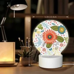 Round Acrylic Night Light, A Colorful Floral Pattern With Birds And Flowers. 7 Round Acrylic Night Light, A Colorful Floral Pattern With Birds And Flowers. -Cute Night Light Shop c583a079831bbeff30c10718283276847d25a84a
