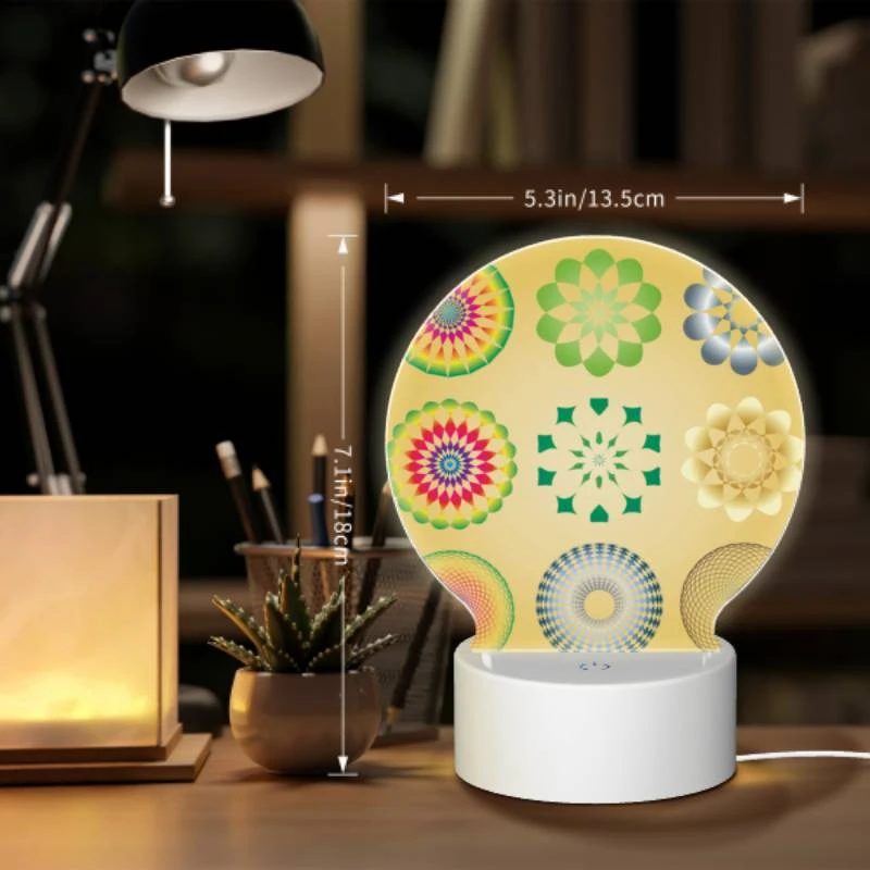 Round Acrylic Night Light, A collection of colorful geometric shapes. Round Acrylic Night Light, A Collection Of Colorful Geometric Shapes. -Cute Night Light Shop c5db49d272910edf1f0695e3d5b90797e6282303