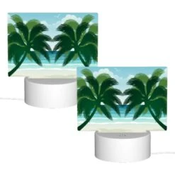 Rectangular Acrylic Night Light, Two Palm Trees Are On The Beach -Cute Night Light Shop c63a2733f653e787a033b1dfda21a19fcf7f43b5