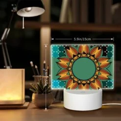 Rectangular Acrylic Night Light, A Colorful Sunflower With A Green Center. -Cute Night Light Shop c72f6b482bf6de9bf492da1ad5b669c83ca13f9a