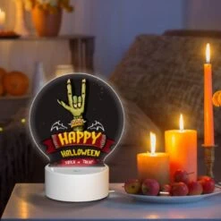 Round Acrylic Night Light, A Happy Halloween Sign With A Hand Giving The Middle Finger. -Cute Night Light Shop c76b1ad2b28f3bd86f5e82162e345b5a24517350