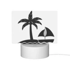 Rectangular Acrylic Night Light, A Sailboat Is In The Water Near A Palm Tree. -Cute Night Light Shop c77a05349e16526c059c4581061340127afe7052