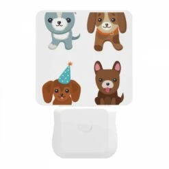 Night Light, Four Different Colored Dogs Wearing Party Hats. -Cute Night Light Shop c79f91a3c46f91584e857a086795aa57b893d0ce
