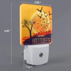 Night Light Set Of 2, A Poster Of Bats Flying Around A Tree With The Words "Trick Or Treat" Written On It. -Cute Night Light Shop c84003f544cdd96e586a23ef0503c297b81ff143