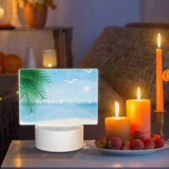 Rectangular Acrylic Night Light, A Beach Scene With A Palm Tree -Cute Night Light Shop c91fc50273cf605a118b94a95e2bfac25b01a1ce