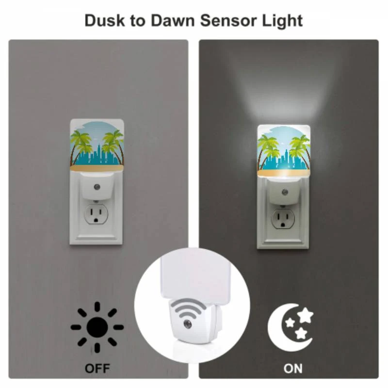 Night Light Set of 2, A cityscape with palm trees and a tall building in the background. Night Light Set Of 2, A Cityscape With Palm Trees And A Tall Building In The Background. -Cute Night Light Shop c9b3671a999ffc2fdd134a8b2b7ebf50cff310d9
