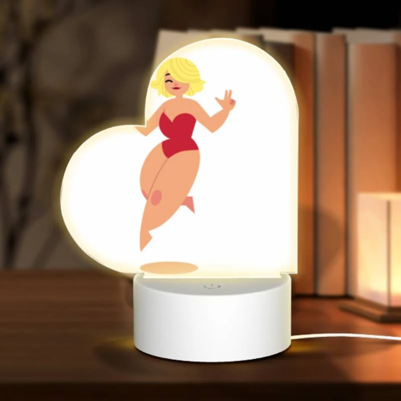 Love Acrylic Night Light, A cartoon woman wearing a red bikini and a red wig is jumping in the air. Love Acrylic Night Light, A Cartoon Woman Wearing A Red Bikini And A Red Wig Is Jumping In The Air. -Cute Night Light Shop c9bd7064df1b9118743d6e710376899e2f65c2c2