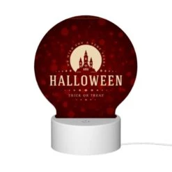 Round Acrylic Night Light, A Halloween Poster With A Castle And A Trick Or Treat Message. -Cute Night Light Shop caf9b4c9a2a0b0dfeed1063824b36283c482646a