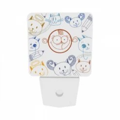 Night Light Set Of 2, A Collection Of Cartoon Cats With Pencils In Their Mouths. -Cute Night Light Shop cb935b7d0c0e6760eeae2e473802aea17bad662c
