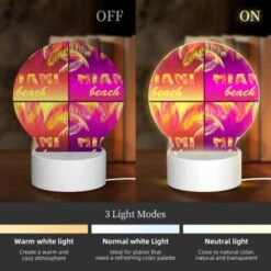 Round Acrylic Night Light, A Colorful Beach Sign With The Word "Miami" On It. -Cute Night Light Shop cba48e4154297d08060d2f95e191b0ac27ef166b