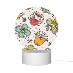 Round Acrylic Night Light, A Colorful Floral Pattern With A Bird And A Fox. -Cute Night Light Shop cc3a36e418adc426b1ddfca1d74c2bdc21b5808d