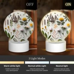 Round Acrylic Night Light, A Collection Of Flowers And Plants Are Displayed On A Table. 4 Round Acrylic Night Light, A Collection Of Flowers And Plants Are Displayed On A Table. -Cute Night Light Shop cc732f2c98d547a7219845361a75594729a7f94c