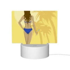 Rectangular Acrylic Night Light, A Woman In A Blue Bikini Is Holding A Glass Of Wine. -Cute Night Light Shop cc9a9df337a938438ebe42180fc90151666ec7e8
