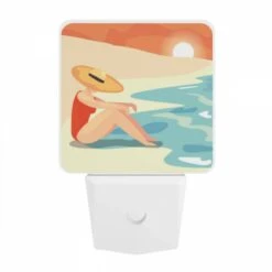 Night Light, A Woman Wearing A Hat Sits On The Beach. -Cute Night Light Shop ccda4fd8bb4ff72dafbbad624d6aa39ed2cebc7c