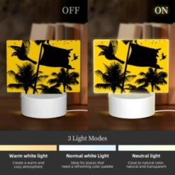 Rectangular Acrylic Night Light, A Black And White Image Of A Bird Flying In Front Of A Yellow Flag. -Cute Night Light Shop cd0b80636a551eb721a67377aab05126cd119d4d