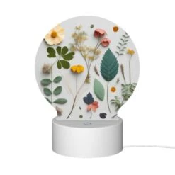 Round Acrylic Night Light, A Collection Of Different Flowers And Leaves. -Cute Night Light Shop ce254538ee4c389d5ba351c687e7ff74921871d3
