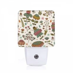 Night Light, A Colorful Floral Pattern With A Variety Of Flowers And Leaves.