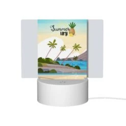 Rectangular Acrylic Night Light, A Colorful Poster Of A Tropical Island With A Pineapple On Top. -Cute Night Light Shop ceaba45e538d081fd819fbfe24ab958cf8f5ed30