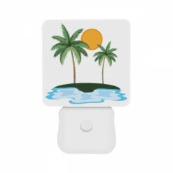 Night Light Set Of 2, A Sunny Day At The Beach With Two Palm Trees. -Cute Night Light Shop cefc3c7836a02c56a89544d385061e980041b059