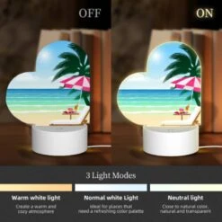 Love Acrylic Night Light, A Beach Scene With A Pink And White Umbrella -Cute Night Light Shop cf08afa6bd99e4f821d2a2f5dfe3c4c4db295b23