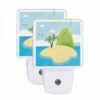 Night Light Set Of 2, A Cartoon Island With A Palm Tree And A Mountain In The Background. 2 Night Light Set Of 2, A Cartoon Island With A Palm Tree And A Mountain In The Background. -Cute Night Light Shop cf9c9f5d8e26a518d07da4af813133c87fde0197