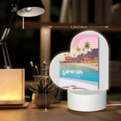 Love Acrylic Night Light, A Colorful Cartoon Of A Beach With A House And Palm Trees. -Cute Night Light Shop cfae9bcc8a753e37b8b8d77b558903a07e822232