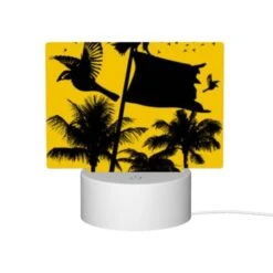 Rectangular Acrylic Night Light, A Black And White Image Of A Bird Flying In Front Of A Yellow Flag. -Cute Night Light Shop cfbbf9032d76c343d0b8d31173b95feed09d6070