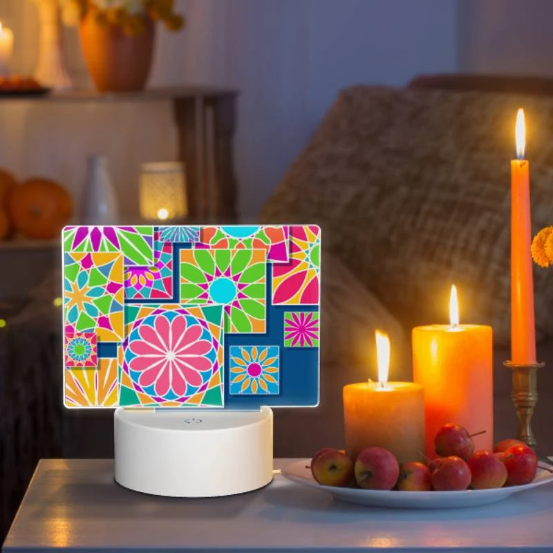 Rectangular Acrylic Night Light, A colorful design of a flower is shown in a collage of different colored flowers. Rectangular Acrylic Night Light, A Colorful Design Of A Flower Is Shown In A Collage Of Different Colored Flowers. -Cute Night Light Shop d0de201aa2120c9ae7eaf01865323a4f55ab1abe