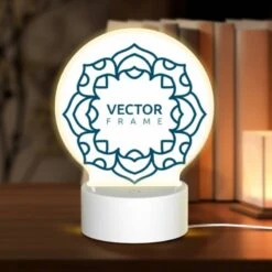 Round Acrylic Night Light, A Blue And White Logo For Vector Frame.