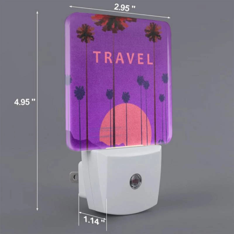 Night Light Set of 2, A travel poster with a bus and palm trees. Night Light Set Of 2, A Travel Poster With A Bus And Palm Trees. -Cute Night Light Shop d16c8fc7dcda28d476a29e3cef03efb3e6d87f6a