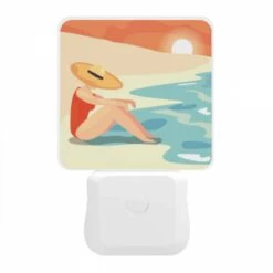 Night Light, A Woman Wearing A Hat Sits On The Beach. -Cute Night Light Shop d1c095a912ce131919ca0d8e03b797c3a2d6ff76