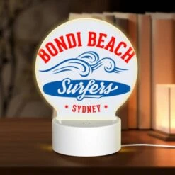Round Acrylic Night Light, A Logo For Bondi Beach Surfers.