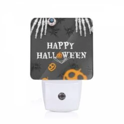 Night Light, A Halloween Poster With A Spider Web And Skeletons.