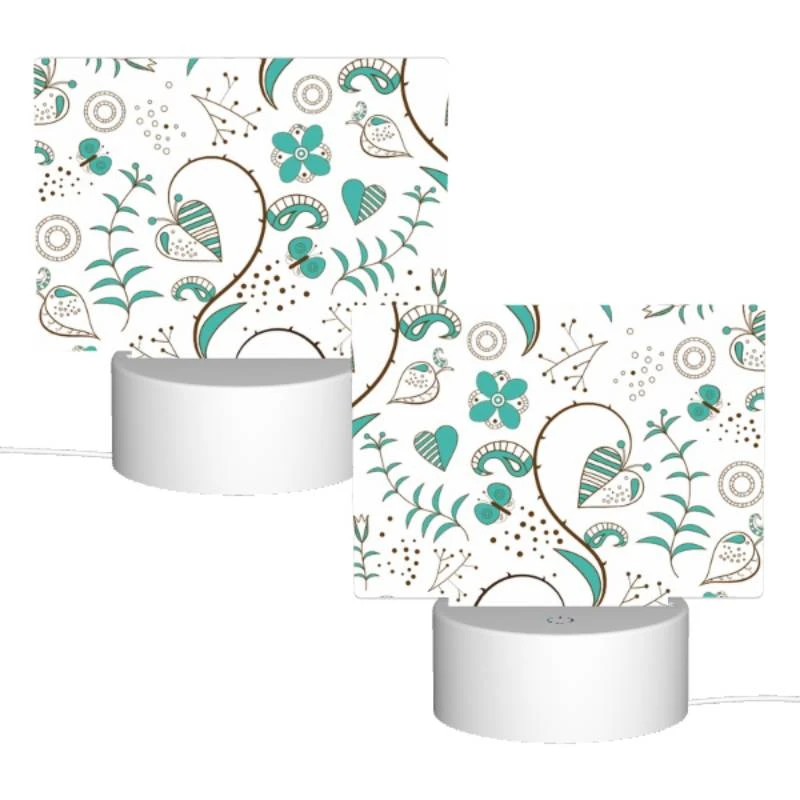 Rectangular Acrylic Night Light, A pattern of hearts and flowers with a blue background. Rectangular Acrylic Night Light, A Pattern Of Hearts And Flowers With A Blue Background. -Cute Night Light Shop d2a20ac0901e0f5fdeaf79c2dc2e7b258f8dcf62