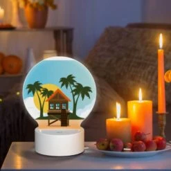 Round Acrylic Night Light, A House On A Beach With A Sunset In The Background. 8 Round Acrylic Night Light, A House On A Beach With A Sunset In The Background. -Cute Night Light Shop d2c1597442141e2a05df29b69ba02ea681043cb5