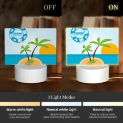 Rectangular Acrylic Night Light, A Palm Tree Is Growing On A Small Island In The Middle Of The Ocean. 4 Rectangular Acrylic Night Light, A Palm Tree Is Growing On A Small Island In The Middle Of The Ocean. -Cute Night Light Shop d35ca67cab9eb6c74eec957f7802402e04c8f819