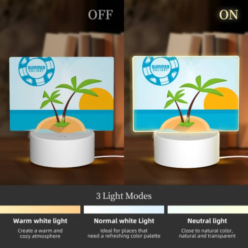 Rectangular Acrylic Night Light, A palm tree is growing on a small island in the middle of the ocean. Rectangular Acrylic Night Light, A Palm Tree Is Growing On A Small Island In The Middle Of The Ocean. -Cute Night Light Shop d35ca67cab9eb6c74eec957f7802402e04c8f819