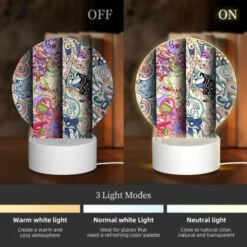 Round Acrylic Night Light, Four Different Colored Designs Of Swirls And Patterns. -Cute Night Light Shop d35de099699341ff21a7222df391189f1d6ed67c