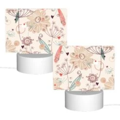 Rectangular Acrylic Night Light, A Colorful Flower Pattern With Hearts And Circles. -Cute Night Light Shop d365ba916c45a29e70466b8e4e3c9def9f52fd0e