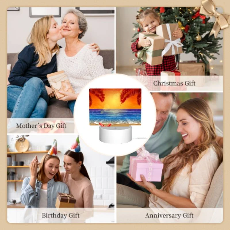 Rectangular Acrylic Night Light, A red sunset over the ocean with a starfish on the beach. Rectangular Acrylic Night Light, A Red Sunset Over The Ocean With A Starfish On The Beach. -Cute Night Light Shop d3fedb595878fe34dc17ca5d7b17f5e9c78c50a1